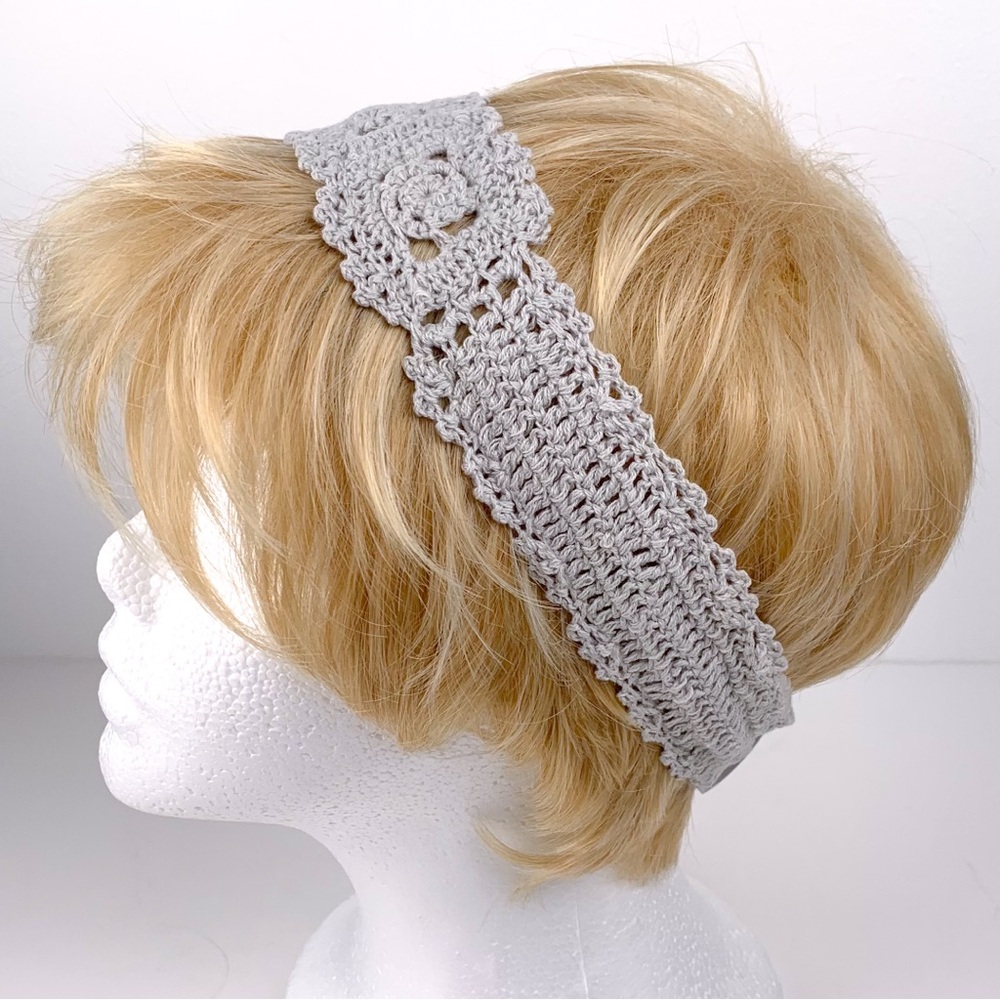 Crochet hair wrap gray women's Charming Charlie crochet headband